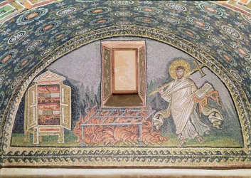 Probably Saint Lawrence, martyred on an iron grill (detail)